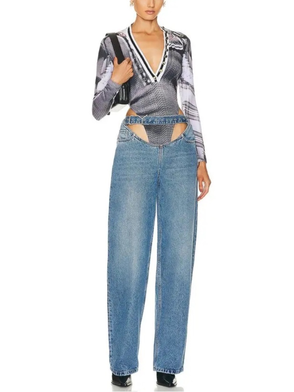 Y/Project Y Belt Arc Ballon Wide-Leg‎ Jeans Sz 26 90s Y2K